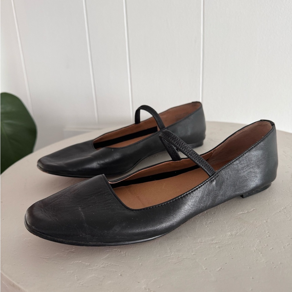 Madewell Black Leather Maryjane Flats - Like New 9.5